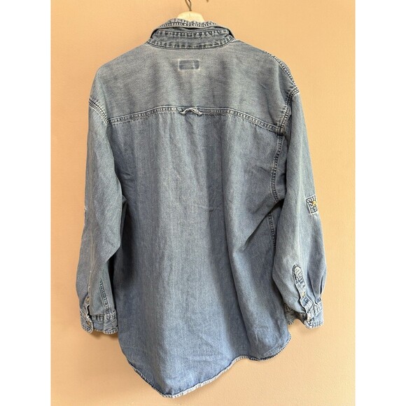 Vtg Men’s Trail Designs Cotton Denim Jean Button Down Shirt Pockets Size Large - Picture 8 of 12
